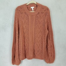 Leith NWT Nordstrom Pullover Sweater Chunky Open Knit Brown Plus 2X Cottagecore picture