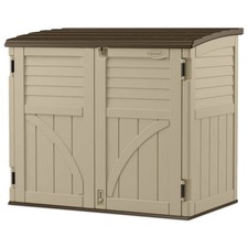 Suncast 34 Cubic Feet Horizontal Compact Storage Shed for Outdoor Spaces, Sand picture