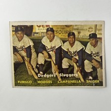 1957 Topps - Dodgers Sluggers - Furillo, Snider, Campanella, Hodges #400 picture