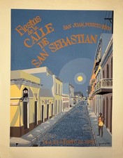 Julio Diaz Santos, San Sebastián Festival Print SIGNED, Vintage Puerto Rican Art picture