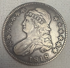 1818 CAPPED BUST HALF DOLLAR - ATTRACTIVE EARLY HALF - CHOICE VF/XF picture