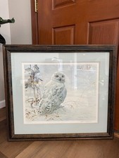 Robert Bateman - Snowy Owl on Milkweed SIGNED PRINT FRAMED picture