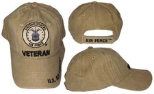U.S. Air Force Emblem Veteran Khaki Adjustable Embroidered Cap Hat - Licensed picture