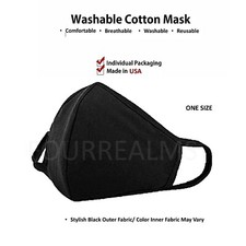 2Pcs Unisex Face Mask - Black Cotton Multi Layer Protect Reusable Washable USA picture