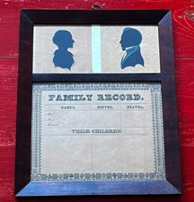 Ca. 1830  Antique Silhouettes Very RARE Family Record New England BARGAIN Priced picture