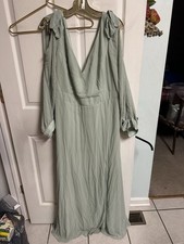Women’s Dress Sz 5x Ever Pretty Green Maxi Sheer Sleeve Cold Shoulder 50w 60L picture