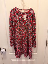 J.Crew Crewcuts Girls Long Sleeve Floral Dress Red Multi Size M 8/9 picture
