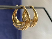 14K Yellow & White Gold Hoop Earrings 3g Fine Jewelry Multi-Tone Twist Leverback picture