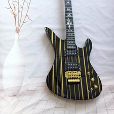 Ship US Schecter Synyster Custom S Electric Guitar Black Gold Pinstripe picture