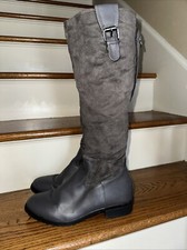 CATO Gray Unique Knee High Buckle Chelsea Boots Women Size 10 BID 4 CHARITY❤️311 picture
