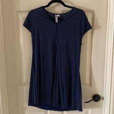 Francesca’s Alya Navy Blue Ultra Soft T-Shirt Blouse Top Short Sleeve Shirt XS picture
