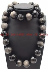 Huge 20mm Silver Eye Obsidian Round Gemstone Beads Necklace Bracelet 18/7.5
