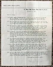 Helen Keller REAL hand SIGNED Autographed letter 1946 On Letterhead RARE picture