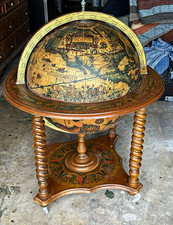 Antique Style Rotating Floor Globe Bar, Wood Base, Freestanding, Made in Italy picture