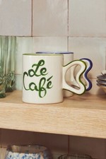 Anthropologie Harlie Brown Studio Belle Journée Stoneware Mug “ Le Cafe” picture