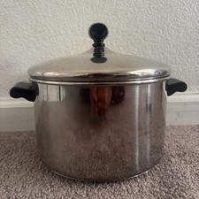 Farberware Stockpot 4QT VTG USA Silver Stainless Steel Aluminum Clad With Lid picture