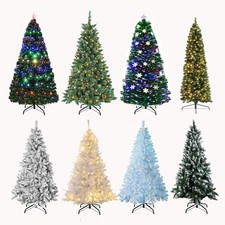 4/5/6/7FT Realistic Artificial Christmas Tree w/ LED Lights&Pre Lit/Snow Flocked picture