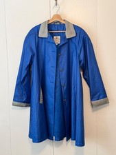 Vintage 80s RZR Weatherwise Royal Blue Raincoat Houndstooth | Shoulder Pads | L picture