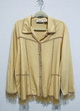 Selene Sport Jacket Womens 3X Yellow Embroidered Crochet Shacket Western Boho picture