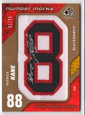 2008-09 Upper Deck SP Game Used Number Marks Patrick Kane Auto NM-PK 01/25 picture