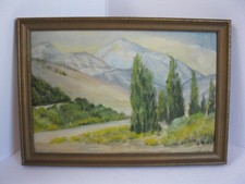Original Landscape Oil Painting Trees Snow Mountains Signed  J.Nep Dated 52 picture