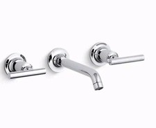 Kohler Purist 1.2 GPM Wall Mounted Widespread Bathroom Faucet K-T14413-4-CP picture