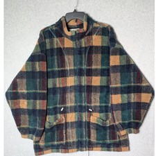 Coldwater Creek Jacket Womens Large Plaid Fleece Full Zip Sherpa Outdoors picture