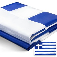 Greece Flag 3x5 Heavy Duty Polyester Embroidered Sewn Brass Grommets picture