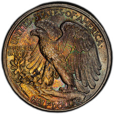 1943 50C Walking Liberty PCGS MS65+ w/Trueview - Monster Toner picture