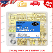 330Pcs Picture Hangers, Picture Hanging Kit, Picture Hanging Hooks Holds 10-75Lb picture