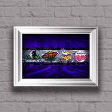 MINNESOTA Sports Poster Minnesota Vikings Twins Twolves Wild 16x20in picture