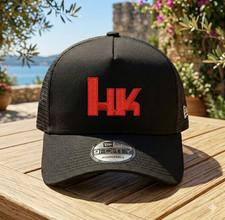 HK Letter Logo Embroidered 9FORTY Mesh Trucker Hat Adjustable Cap picture