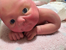 Reborn Doll Lifelike Feel Blue Eyes Full Body Silicone with custom paint. picture