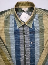 NWT Anokhi Shirt Multicolor stripe 100% cotton long sleeve hand block printed XL picture