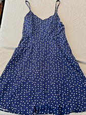 41 Hawthorn Blue white polka dot Detail Lined Dress Women’s Size Medium picture