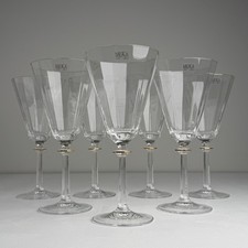 Set Of 7 Vintage MIKASA South Hampton Gold Crystal Gold Trimmed Water Goblets picture