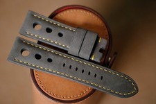 Handmade gray nubuck strap watch watch band size 24/22 (or any size 22 24 26 27) picture