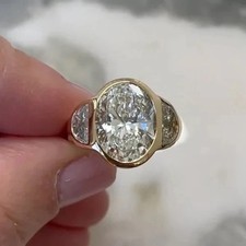 5 Ct IGI Oval EF/VS1 Lab Grown Diamond Women Wedding Ring 14k Yellow Gold picture
