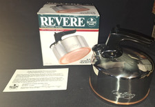 NEW NIB VTG 1989 REVERE WARE 1121 COPPER BOTTOM WHISTLING TEA POT KETTLE 6 CUP picture