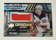 2022-23 SPx UD Black Obsidian GU Jersey Card #’d /399 Jack Hughes #OJ-JH Devils picture