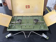Vintage Primus Streamliner 2 Burner Propane Camping Stove Complete Green 2393 picture