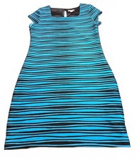 Cato Blue and Black Striped Cap Sleeve Dress Size 16 picture