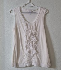 Chico's White Ruffle-Front Sleeveless Tank picture