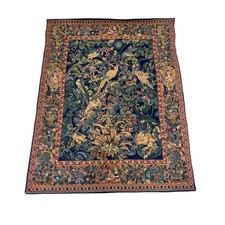 Vintage 1980s French Neiman Marcus Woven Tapestry Wall Hanging Birds Floral 4x5 picture