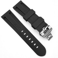 Black 26mm Rubber Watch Band for PANERAI OFFICIAL w/ Deployment Clasp picture
