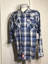 NWT Wrangler Men’s Cowboy Wash Plaid Shirt Long Sleeve Slim Fit Button-Up Sz 3XL picture