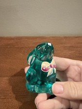 Fenton Rabbit Hand Painted Bow tie  SIGNED Emerald Green picture