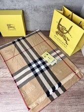 BURBERRY SCARF SHAWL AUTHENTIC 100% CASHMERE BEIGE BROWN BLACK CLASSIC LOGO picture