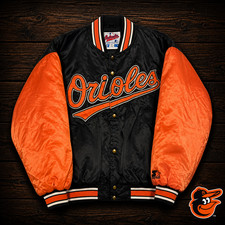 Vintage Starter Diamond Collection Baltimore Orioles Satin Bomber Jacket Sz M picture
