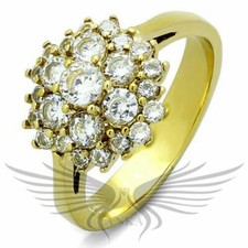 Elegant Cubic Zircon CZ AAA Yellow Gold Plated Cocktail Wedding Ring Tk1505 picture